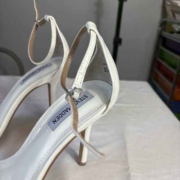 White Steve Madden Women’s Heels Leather Ties At Ankle - Picture 4 of 6